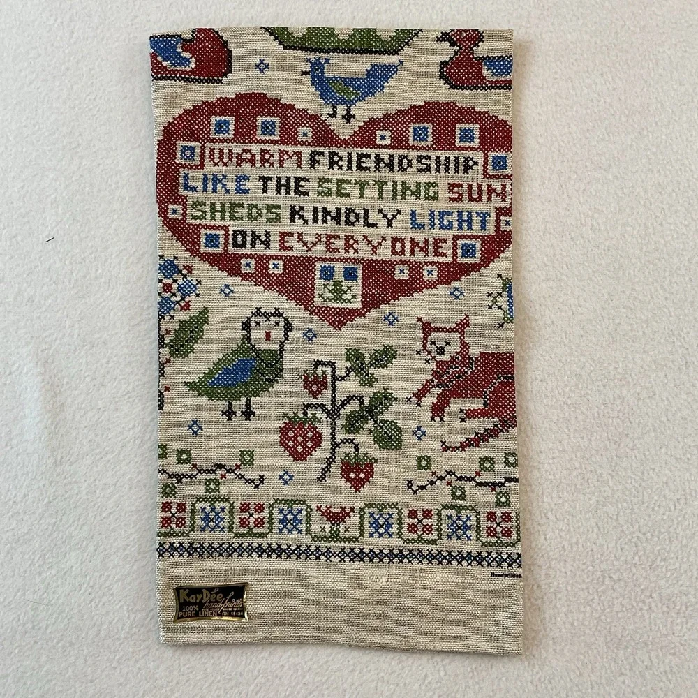 Kay Dee Handprints Linen Kitchen Towel Sampler Friendship Lois Long VTG‎ NEW